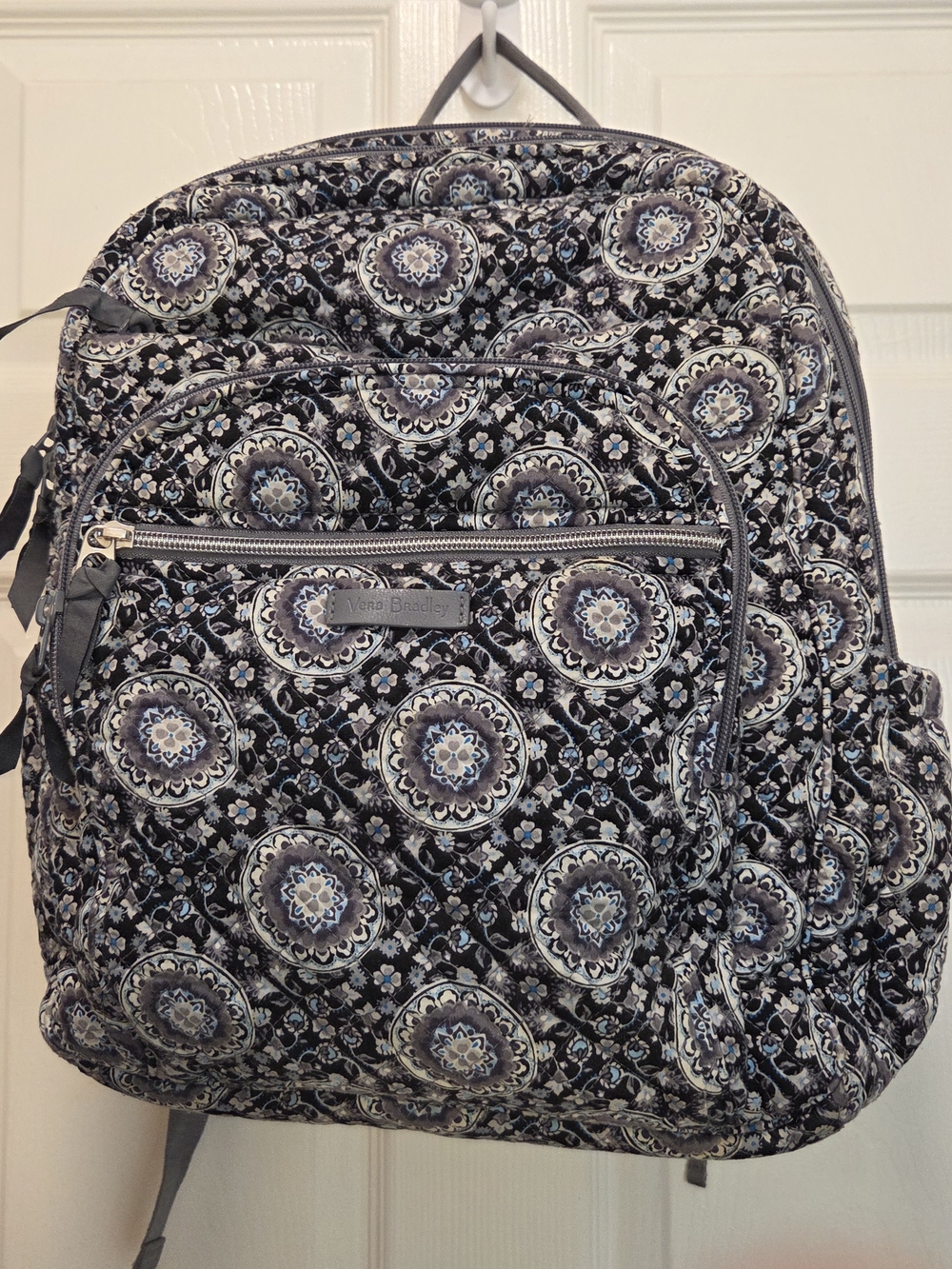 Vera Bradley Iconic Campus Backpack - Charcoal Medallion Quilted Cotton Laptop - Picture 4 of 14
